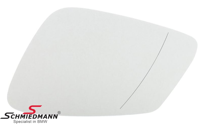 Side-view mirror glass wide-angle and heated, left side