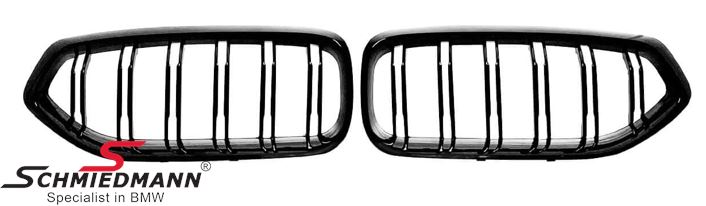 Kidney set - Motorsport III - Black gloss, double slats