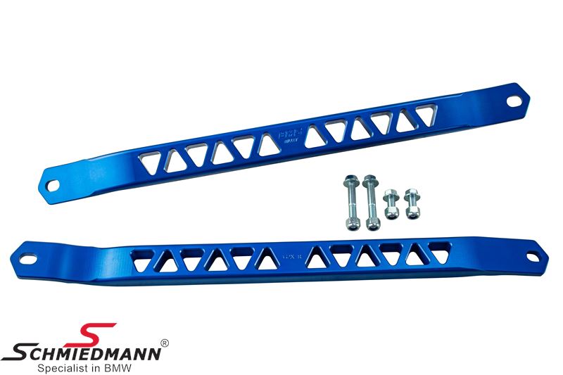 BMS Billet Strut Cross Braces Set for engine bay - Blue