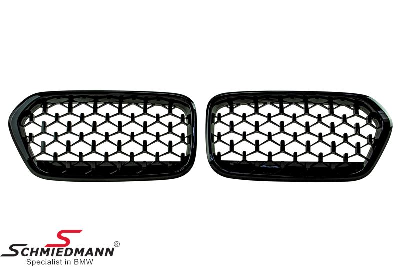 Kidney set - high gloss black, diamond grill