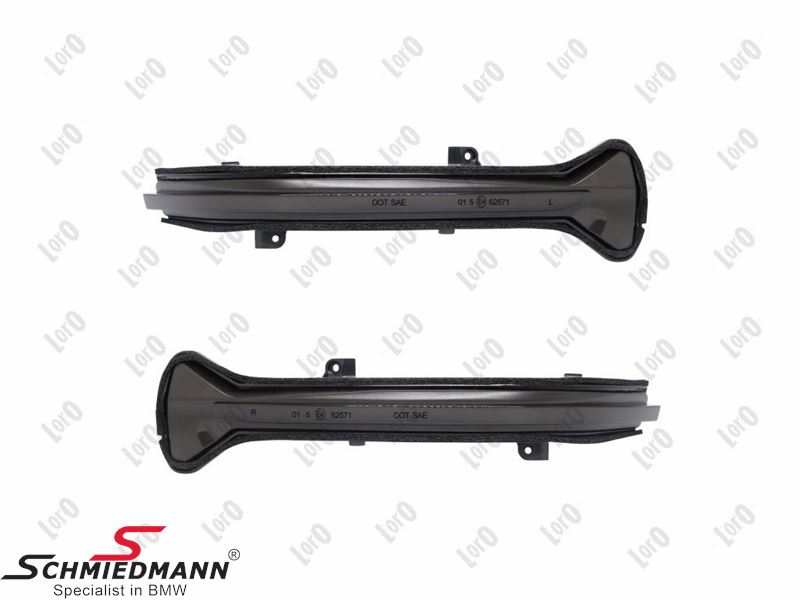 Sideindicators LED set, Crystal clear - left and right side - <b>E-marked</b>