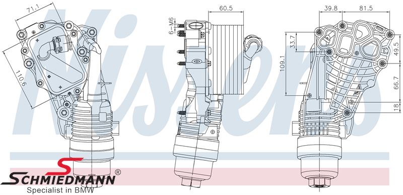 Oilfilter housing with oilfilter lid, gaskets
