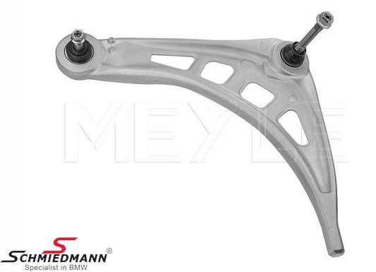 Wishbone left side front, lower, alloy with rubber mounting