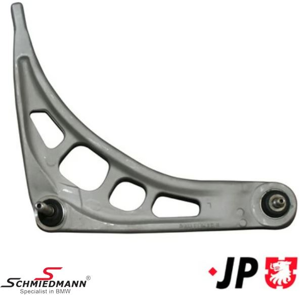 Wishbone left side front, lower, alloy with rubber mounting