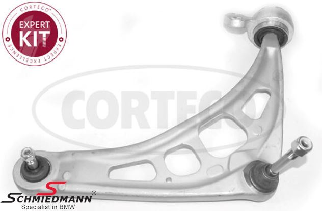 Wishbone right side front, lower, alloy with rubber mounting