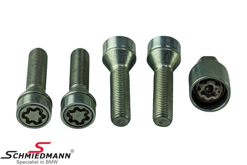 Wheel lock set high security with rotating head M14X1,5X45MM 60gr SW17