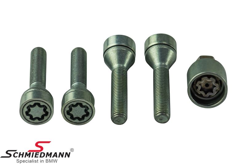 Wheel lock set high security with rotating head M12X1,5X48MM 60gr SW17