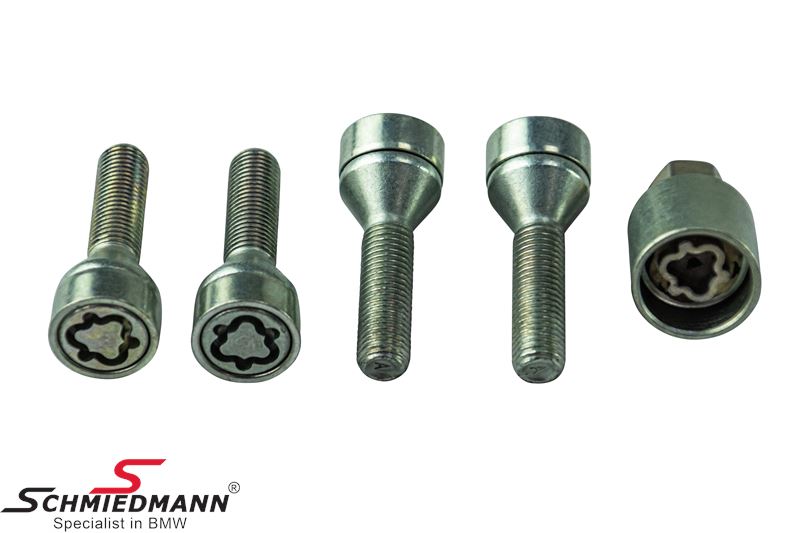 Wheel lock set high security with rotating head M12X1,5X38MM 60gr SW17