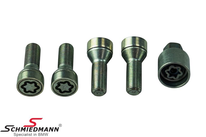 Wheel lock set high security with rotating head M14X1,25X31MM 60gr SW17 (longer than standard lenght)