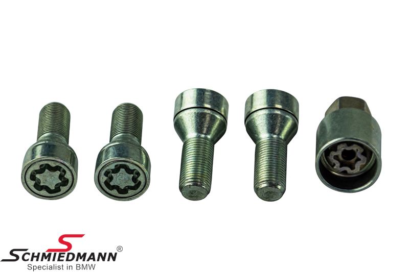 Wheel lock set high security with rotating head M14X1,25X25MM 60gr SW19 (standard lenght)