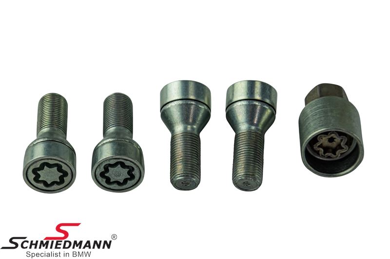 Wheel lock set high security with rotating head M14X1,25X28MM 60gr SW19 (standard lenght)
