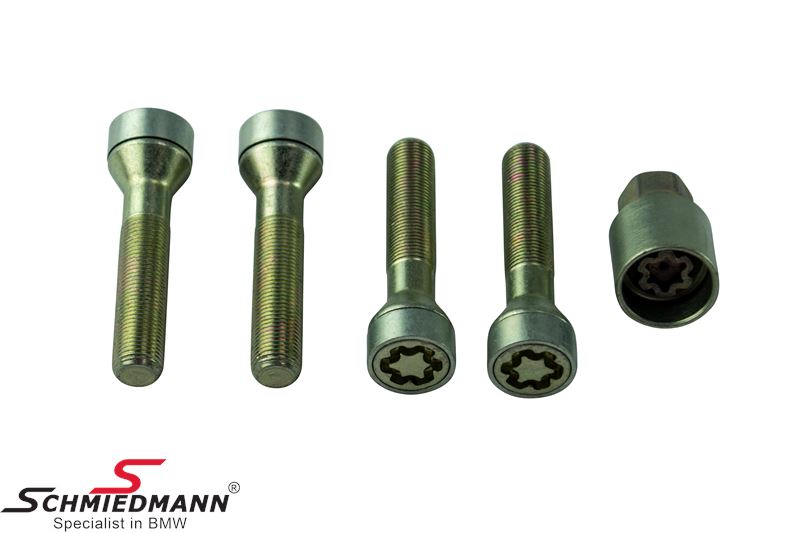 Wheel lock set high security with rotating head M14X1,25X60MM 60gr SW19