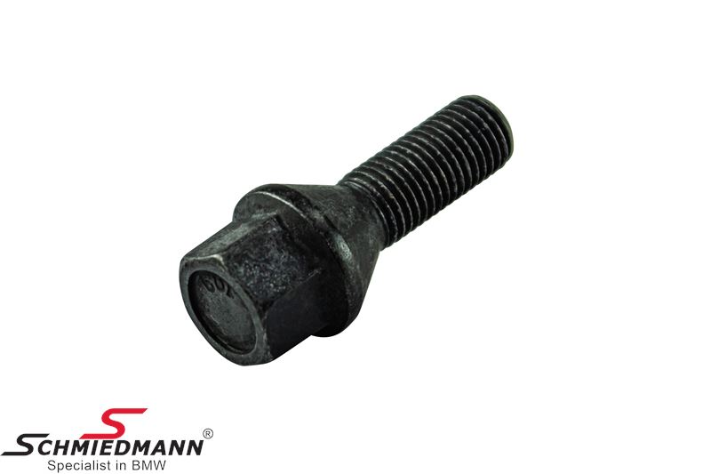 Wheel screw black standard 60° conic head SW17 (for 17 nut) M12X1,5 X 28MM 