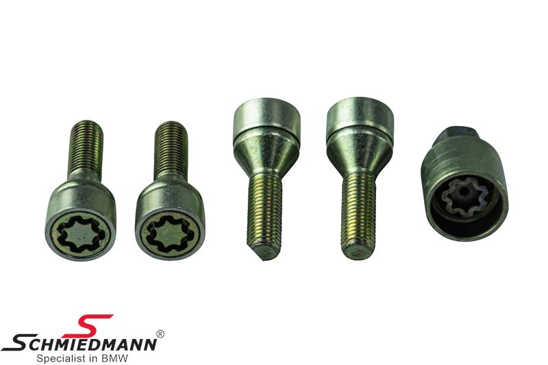 Wheel lock set high security with rotating head M12X1,5X31MM 60gr SW17