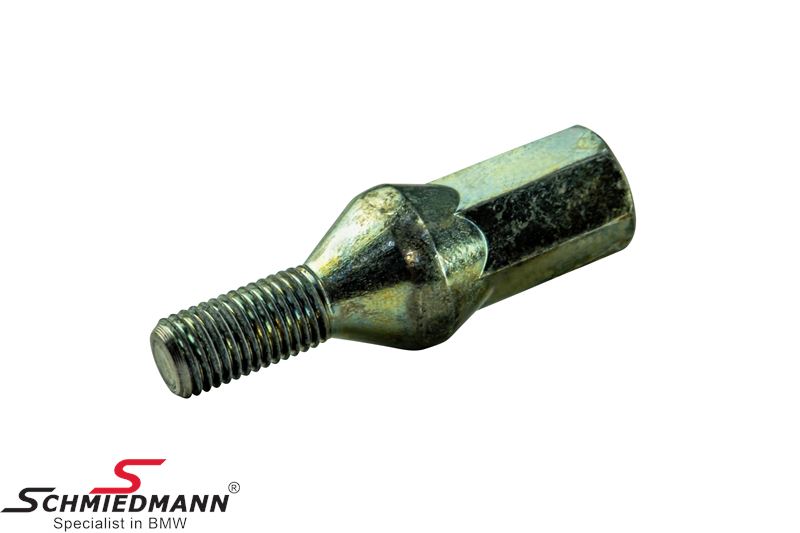 Special wheel screw with long head 30MM, short 60° conic head SW17 (for 17 nut) M12X1,5 X 24MM 