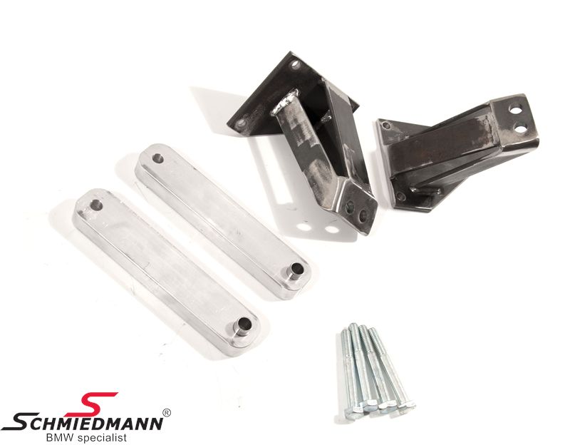 Special engine braket set, untreated iron ST37 inclusive 20MM alloy front bridge spacers for engine swaps to V8 M60/M62/M5 S62 V8