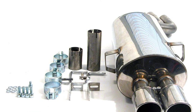 Schmiedmann rostfritt stål bakre ljuddämpare sport 2XØ76MM (med utbytbara slutrör) SCM5446R276 BMW E46