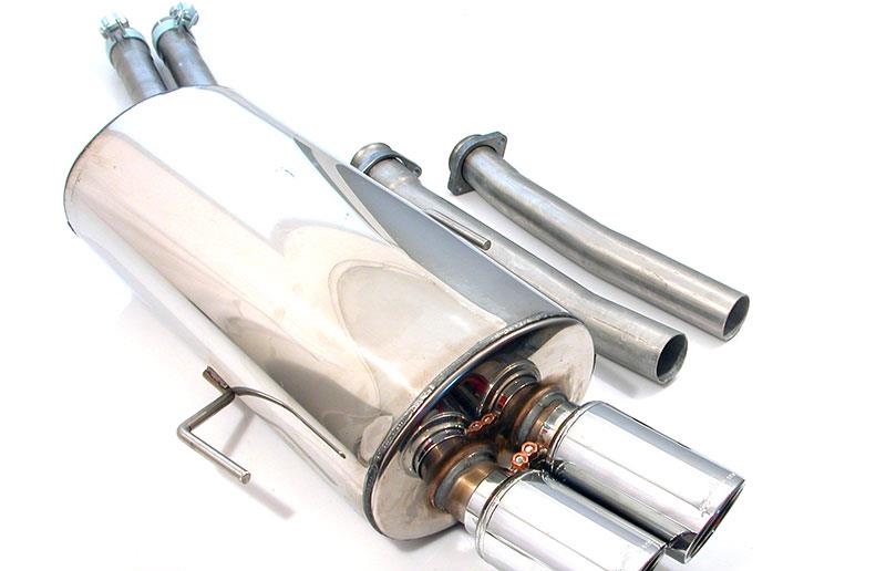 Schmiedmann rostfritt stål sport bakre ljuddämpare 2XØ76MM (med utbytbara slutrör) SCM36R276 BMW E36