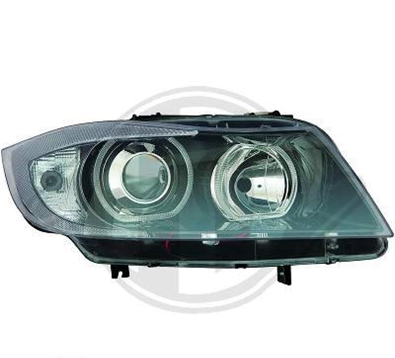 Strålkastaruppsättning H7+H7 klarglas/svart, med LED angel eyes ringar+vita blinkers FL9091XLLED BMW E90 E91