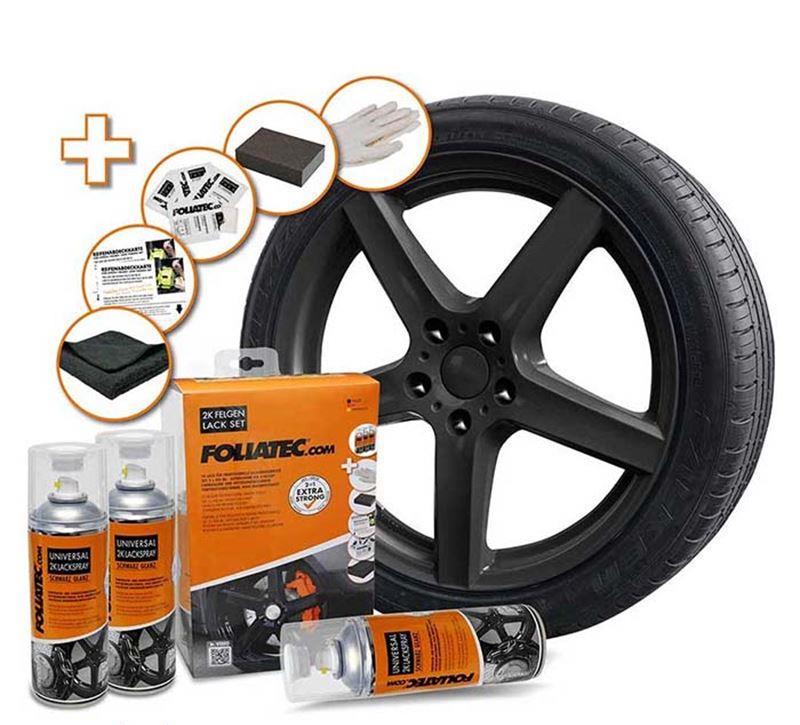 Foliatec 2C Rim Spray Paint Kit Black glossy 372002351