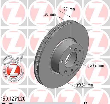 Bromsskivsats fram, ventilerad, Zimmermann - 324X30mm 34116756087Z BMW E32 E38 E31 E39