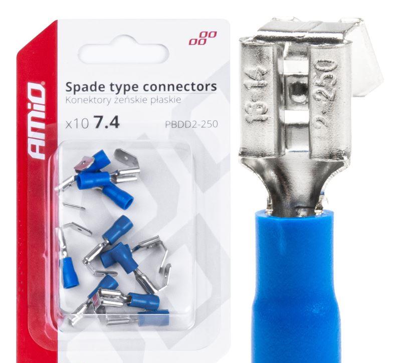 Spade type connectors female/male - 7.4/6.3mm, 1.5-2.5mm2, 15A, 10 pcs 03069