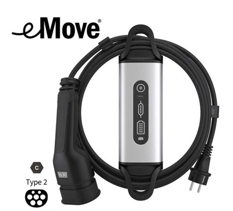 DEFA eMove, 6A, transportable charger, 6 meters fixed cable. 726502125
