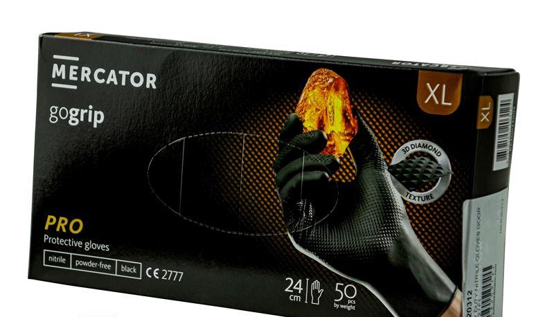 Nitrile gloves, GoGrip black, 50 pcs. XL MER20312