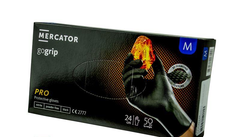 Nitrile gloves, GoGrip black, 50 pcs. M MER20310